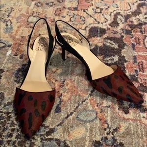 Super sexy sling back pony fur heels